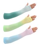 3 Pairs Arm Sleeves UPF 50 UV Protection Cooling Arm Sleeves Gradient Summer Sunblock Arm Cover for Men Women Tattoo Cover Unisex Arm Compression Sleeves for Outdoor Sports Cycling Driving Running (C)