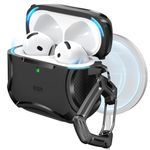 ESR for AirPods 4 Case (HaloLock), Compatible with AirPods 4th Generation Case (2024), Compatible with MagSafe, Powerful Drop Protection, Magnetic Lid, Cyber Series, Black