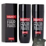 Hair Fibres x2 VOLUMON Keratin Hair Building Fibres for Thinning Hair - Instantly Conceals Thinning Areas for Fuller Thicker Hair - For Men & Women 28g x2 (Medium Brown)