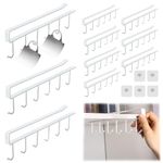 DAJAVE 10 Pcs Mug Holder Under Cabinet Cup Holder Under Shelf Kitchen Cupboard Cup Hooks White Undershelf Mug Storage for Restaurant Coffee Shop Bar Kitchen Hotel, with Adhesive Screw