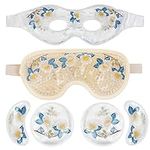 Gel Eye Mask Set - Cooling Eye Mask with Eye Holes and Plush Backing, Cold Eye Compress and Reusable Cooling Pads for Eyes Puffiness, Migraine Headache, Dark Circles, Dry Eyes (4 PCS)