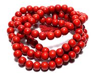 MAHANT JI 100% Natural and AAA+ Certified 108 + 1 Red Baltic Amber Mala Or Lal Amber Stone Beads Mala for Migration Pain Relief with Lab Certificate (Red Beads Size Between 8 MM to 10 MM)