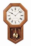 SEIKO Solid Oak Case Wall Pendulum Schoolhouse Clock (Dark Brown, 21.75x12.75x3.75)