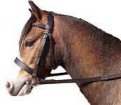 Sheldon Quality Leather Hunter Bridle With Plaited Browband and Rubber Reins (Havana, Cob)