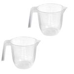 D.A.Y. Republic Set of 2 Plastic Lightweight 1L Measuring Jugs, Sturdy and Hardwearing, Easily Storable and Stackable, Measuring Scale Markings on The Side in ml and Ounces, BPA Free (1L Two Pack)