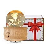 3D Crystal Ball Rose Music Box with LED Night Light, Best Decorative Gift for Dad Husband Men Boyfriend Girlfriend Mom Lady Wife Daughter Kids, Graduation Day Anniversary Wedding