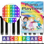 QMG Rainbow Color Piano and Keyboard Sticker and Kids Piano Learning Book Easy to Follow Instructions for Kids, Beginner Piano Book for Children, Easy Piano Sheet Music for Kids