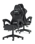 Bigzzia Gaming Chair,Ergonomic Office Chair, Height Adjustable Reclining Computer Game Chair Comfortable with Headrest and Lumbar Support for Adults (with Footrest, Black)