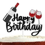 Red Wine Cake Topper for Men Women Cheers Champagne Beer Dating Cake Decorations Wine Party Decorations for 40th 50th 60th Happy Birthday Cake Toppers