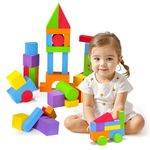 Pairez Toys Large Building Blocks for Toddlers 2-3, Big Foam Building Blocks, Baby Bath Toys, Soft Stacking Blocks Set, Montessori & Sensory Learning Toys for 18+ Month Old Boys & Girls (36PCS)