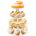 Cupcake Stand, hicoosee 4 Tier Cake Stands, Transparent Round Acrylic Display Stands Cupcake Reusable Dessert Tower for Baby Shower, Wedding, Birthday Party, Graduation Party