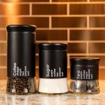 WRINGO Black Glass Food Storage Airtight tea coffee sugar containers for Kitchen Storage Container with Black Lid For Tea Coffee & Sugar, Dry Fruit jars, Storage Box, Set of 3 (WR-19)