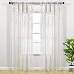Lush Decor Boho Macrame Textured Indoor/Outdoor Window Curtain, Single Panel, 50" W x 84" L, White - Photo Or Wedding Backdrop - Patio Drop Curtains - Outdoor Curtains for Patio - Macrame Curtains