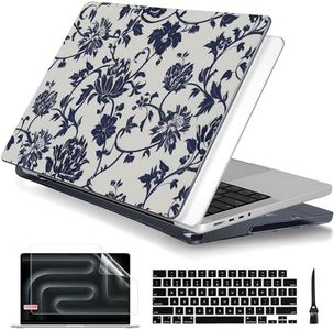 Batianda Case for New MacBook Pro 16 inch 2024 2023 2021 Release with M4 M3 M2 M1 Pro/Max Chip,Slim Lightweight Protective Shell Creative Pattern with Keyboard Cover & Screen Protector, Navy Flowers