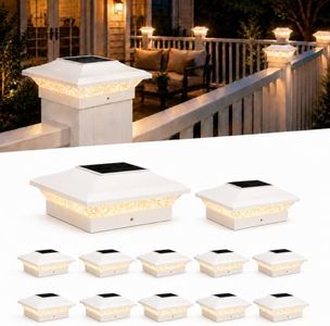 T-SUN Solar Post Cap Lights Outdoor 12 Pack, Warm White LED Fence Post Solar Lights Fit for 4x4 Vinyl Posts, Waterproof Deck Light Solar Powered for Garden Patio Gate Porch