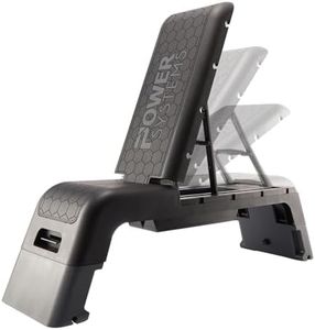Power Systems Step Bench & Weight Bench | Aerobic Platform & Plyo Box for Cardio, Strength | Commercial Grade Full Body Home Gym Stepper with Adjustable Multifunctional Deck & Resistance Band Clips
