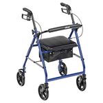 Drive Medical Four Wheel Walker Rollator with Fold Up Removable Back Support, Blue, 1 Each 1 count