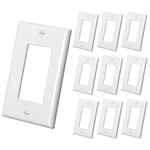 BESTTEN 10 Pack 1-Gang Decorator Wall Plate, Standard Size Receptacle Outlet Plate, Unbreakable Polycarbonate Light Switch Cover, cUL Listed Single Decor Faceplate, White