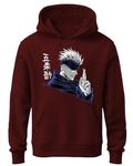 Khakey Hoodie for Mens | Cotton Sweatshirt with Hood | New Trending Stylish Jujutsu Gojo Satoru Hoodies for Men | Anime Printed Hooded Casual Regular Tshirt