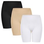 YUTYTH Anti Chafing Shorts Women Underwear Chub Rub Long Ladies Boxers Brief Boyshorts Panties Seamless Stretchy Shorts for Under Dress Black White Nude 3 Pack-XXL