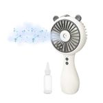 Handheld Fan with Mist Spray Portable Mini Fan Water Spray USB Rechargeable 3 Speeds Cooling Spray for Travel & Outdoors (White - Bear Ears)