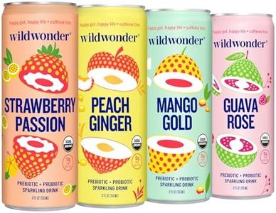 wildwonder Sparkling Probiotic Juice Drink w/Gut Health Immunity & Support 5g Fiber, Live Probiotics, Caffeine Free, Organic, Vegan, Low Sugar, 12pk 12oz, Classic Variety Pack, As Seen on Shark Tank