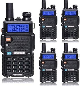 Baofeng UV-5R Ham Radio Handheld Dual Band Two Way Radios Long Range Walkie Talkies for Adults Rechargeable Amateur Portable VHF/UHF Military Radio with Earpiece for Survival Gear(5 Pack, Black)