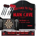 Winmau Man Cave Dartboard Gift Set with Dartboard, Dart Cabinet, Arrows and Throwing Line