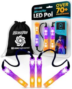 UltraPoi HelixPoi LED Glowstick Handles Set - Light Up Glow Sticks w/Soft Silicone Handles, Adjustable Leashes, and Gear Bag - 70+ Color Modes and Patterns Flow Art Toys for Parties, and Festivals
