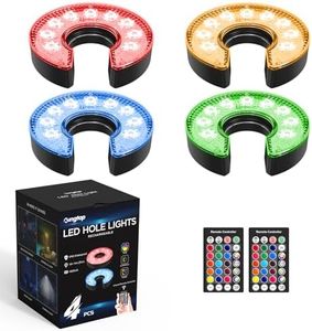 KINGTOP Rechargeable LED Golf Hole Light - Waterproof, Focused Illumination Lens, Remote-Controller, Perfect for Backyard Night Golf Practice Putting Green, Camping, Outdoor Party, C-4Pack