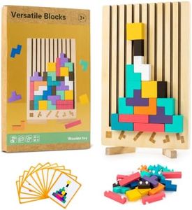 Wooden Montessori Blocks Puzzle for Kids, Russian 3D Colorful Brain Teaser Stacking Toy, STEM Educational Board Game for Toddlers, Ideal Birthday Gift for Boys Girls Ages 3 4 5 6