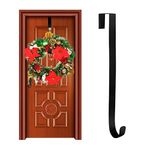 1 Pack Front Door Wreath Hanger Hook,15" Metal Over The Door Hook for Christmas and Party Decoration, Hanging Clothing,Wreaths ect(Black)