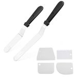 6 Pack Palette Knife Baking, Pallet Knife for Cake Decorating, Icing Spatulas, Set of 2 Professional Cake Angled Offset Spatula, with Durable Plastic Handle for Cake Decorating Pastry & Baking