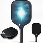 Konex 14mm Pickleball Paddle with Fiberglass Surface & Hexagonal Core | Lightweight & Durable Racket with Non Slip Comfortable Grip Handle | Comes with Protective Sleeve Cover (Black)
