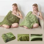 Small Weighted Blanket for Adults and Kids(Double-sided),Weighted Lap Pad 7lbs Throw for Travel,Calming,Relaxation-Reversible Warm Crystal Velvet and Cooling Tencel,Machine Washable,Green 29x24 inches