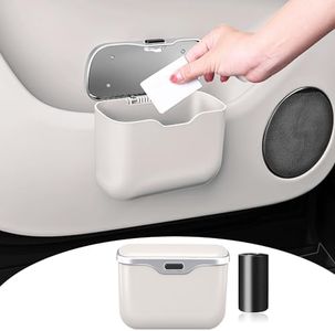 HOLDCY Car Trash Can, Waterproof Multi‑Functional Auto Trash Bin for Door/Console/Seat Back, Universal Vehicle Garbage Can for Car/Truck/SUV Drivers (White)
