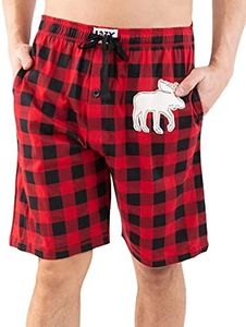 Lazy One Pajama Shorts for Men, Men's Pajama Bottoms, Sleepwear, Moose Plaid, Medium