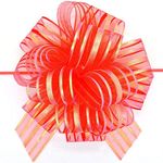 BIG BOX ESHOP Golden Organza Pull Bow Ribbon Craft Wedding Decoration (RED , 30 mm ) - 10 Pcs Large