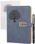 Farfume Journals for Women Refillable Journal Notebook Tree of Life Travel A5 Notebook, with Hardback Faux Leather 100GSM Magnetic Buckle Mothers Day Gifts(Tree of Life-Blue)