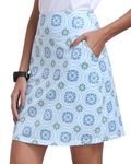 MoFiz Womens Tennis Skirts with Shorts Athletic Golf Skorts High Waisted Mini Golf Skirt Running Workout Sports Skorts Pockets Light Blue Size US M