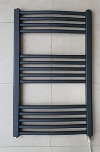 Greened House 500w x 800h Anthracite Electric Curved Heated Towel Rail Bathroom Radiator