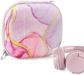 Geekria NOVA On-Ear Headphones Case Compatible with JBL Tune 660, TUNE 600BTNC, Tune 600BT, Tune 570BT, Tune 560BT Case, Replacement Hard Shell Travel Carrying Bag with Cable Storage (Pink Marble)