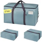 VENO 12 Pack Extra Large Moving Bags with Zippers & Carrying Handles, Heavy-Duty Storage Tote Moving Boxes for Space Saving and Packing (Light Blue, 12 Pack)