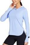 WILLIT Women's Sun Shirts Hoodie UPF 50+ SPF Long Sleeve Hiking Lightweight Quick Dry UV Protection Outdoor Clothing Blue M