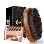 Boar Bristle Beard Brush for Men, Beards and Mustaches Grooming Set Including 100% Pure Boar Bristle Beard Brush, Beard Comb, 2 Pcs Mustache Scissors, and Travel Bag from Sofmild