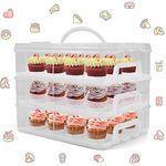 LEPump Cupcake Carrier, 3-Tiers Cupcake Containers, Cupcake Holder, Cupcake Box with Lid and Handle, Holds 36 Cupcakes or 3 Large Cakes (WHITE)