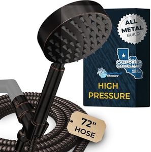 HammerHead Showers® All Metal LOW FLOW Handheld Shower Head with Hose and Brass Holder - OIL RUBBED BRONZE – Water Saving 1.75 GPM Detachable Shower Head - Adjustable Shower Wand Bracket & 6ft Hose