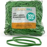 PlasticMill Light Green Rubber Bands Size 33 (3 1/2" x 1/8") - #33 Colored Rubber Bands Office Supplies - Strong, Elastic Bands for Crafts, Balloon Garland, Cash, File Folders (500-Pack)