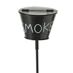 Black : The Outdoor Smoke Ashtray, Lidded Bucket on Stake with Prong Post, Garden Party Style, Black Lacquered Iron, 6 x 6 x 43 1/4 Inches (15 x 15 x 110cm) By Whole House Worlds