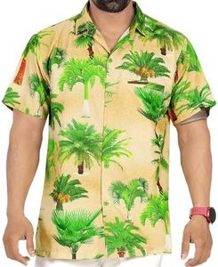 LA LEELA Men's Holiday Tropical Party Aloha Shirts Short Sleeve Button Down Beach Hawaiian Shirt for Men, Coconut, Autumn Green, 4X-Large